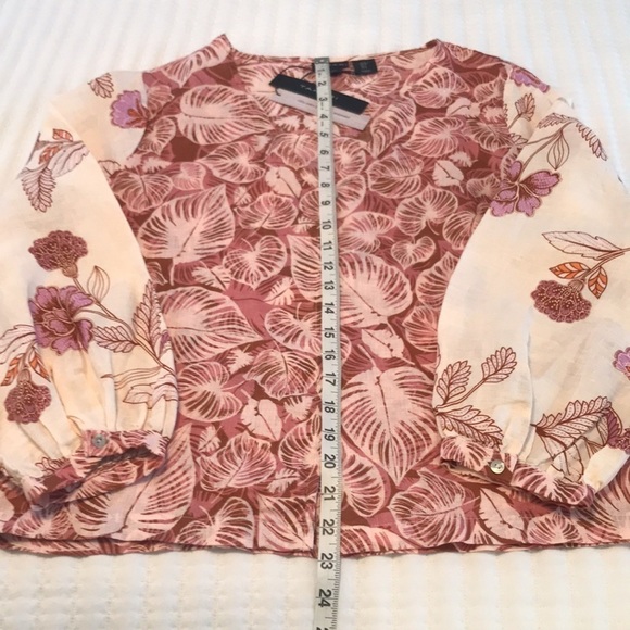 NEW Tahari 100% Linen Pink Floral Button Down Top Size Small - Picture 9 of 15
